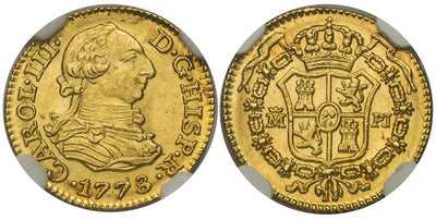kosuke_dev スペイン カルロス3世 1/2エスクード金貨 1778-M年 NGC MS64