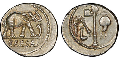 古代ローマ カエサル デナリウス貨 紀元前49-48年 NGC Ch. AU 