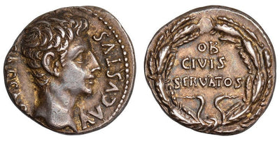 古代ローマ帝国 アウグストゥス デナリウス貨 BC19/18年 NGC AU