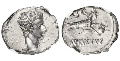 古代ローマ帝国 アウグストゥス デナリウス貨 BC18-16年 NGC MS