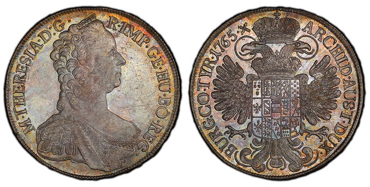 アンティークコインギャラリア オーストリア マリア・テレジア ターレル銀貨 1765年 PCGS MS63