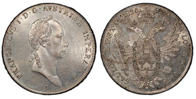オーストリア フランツ2世 ターレル銀貨 1826年 PCGS MS63