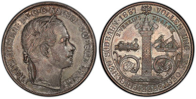 アンティークコインギャラリア オーストリア フランツ・ヨーゼフ1世 2ターレル銀貨 1857年 PCGS MS62
