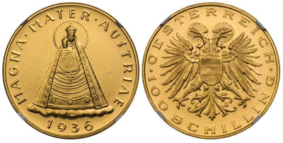 kosuke_dev オーストリア マリアツェル 100シリング金貨 1936年 NGC PL65