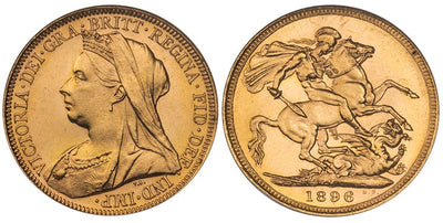 オーストラリア ヴィクトリア女王 ソブリン金貨 1896-M年 NGC MS64