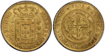 アンティークコインギャラリア ブラジル ジョアン 4000レイ金貨 1808年 PCGS MS64+