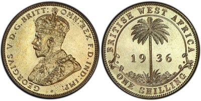イギリス領東アフリカ ジョージ5世 1シリング硬貨 1936-KN年 PCGS SP66