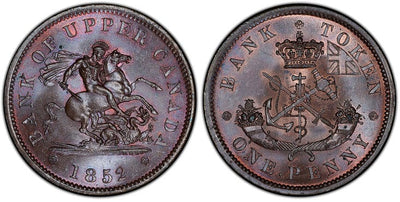 カナダ アッパー・カナダ ペニー銅貨 1852年 PCGS MS64+BN