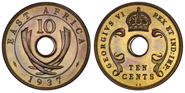 kosuke_dev イギリス領西アフリカ ジョージ6世 10セント 1937年 PCGS SP66+RB
