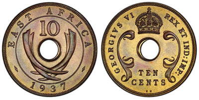イギリス領西アフリカ ジョージ6世 10セント 1937年 PCGS SP66+RB