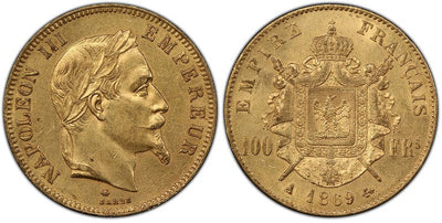 アンティークコインギャラリア フランス ナポレオン3世 100フラン金貨 1869-A年 PCGS MS62