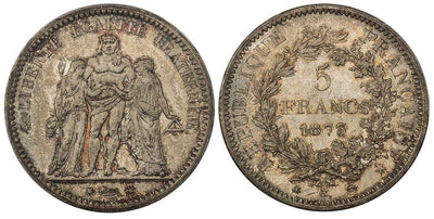 kosuke_dev フランス ヘラクレス パリ・コミューン 5フラン 銀貨 1873-A年 PCGS MS65