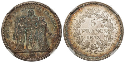 kosuke_dev フランス ヘラクレス パリ・コミューン 5フラン 銀貨 1873-A年 NGC MS65