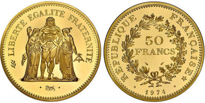 フランス ピエフォー ヘラクレス 50フラン金貨 1974年 NGC PR67UCAM