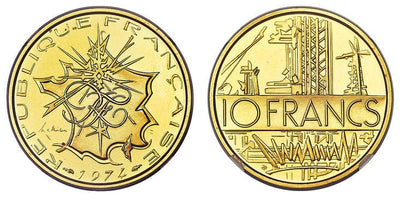 フランス ピエフォー 10フラン金貨 1974年 NGC PR68