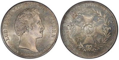 ドイツ バイエルン ルートヴィヒ1世 ターレル銀貨 1827年 PCGS MS64+