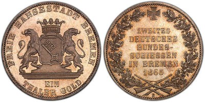 kosuke_dev ドイツ ブレーメン ターレル銀貨 1865年 PCGS MS64PL