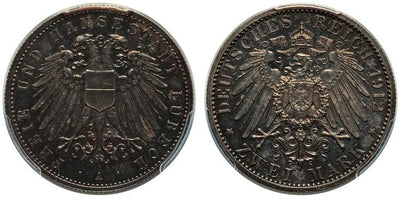 kosuke_dev ドイツ リューベック 3マルク銀貨 1912-A年 PCGS PR66