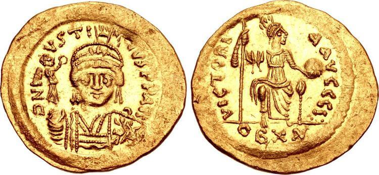 【NGC MS】ビザンツ帝国 ユスティヌス2世 ソリダス金貨 565-578年