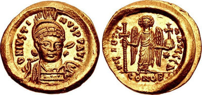 【NGC MS】ビザンツ帝国 ユスティヌス1世 ソリダス金貨 519-527年