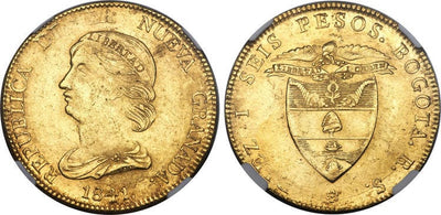 コロンビア ボゴタ 16ペソ金貨 1841年【NGC MS60】