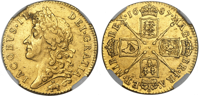kosuke_dev イギリス イングランド ジェームズ2世 1687年 クラウン金貨【NGC AU50】
