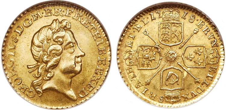 kosuke_dev イギリス イングランド ジョージ1世 1718年 1/4ギニー金貨【NGC MS64】