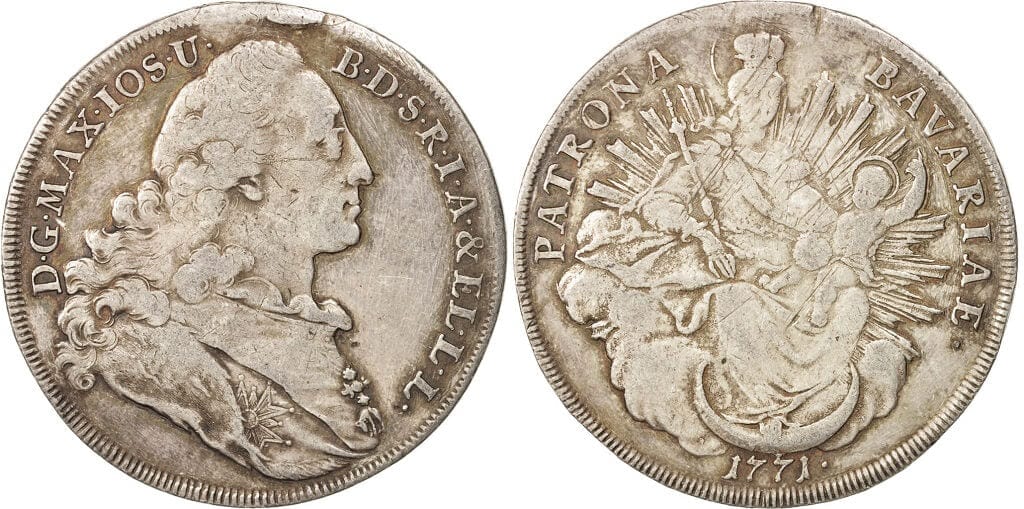 kosuke_dev ドイツ バイエルン州 マクシミリアン3世ヨーゼフ 1771年 ターラー（ターレル） 銀貨 美品