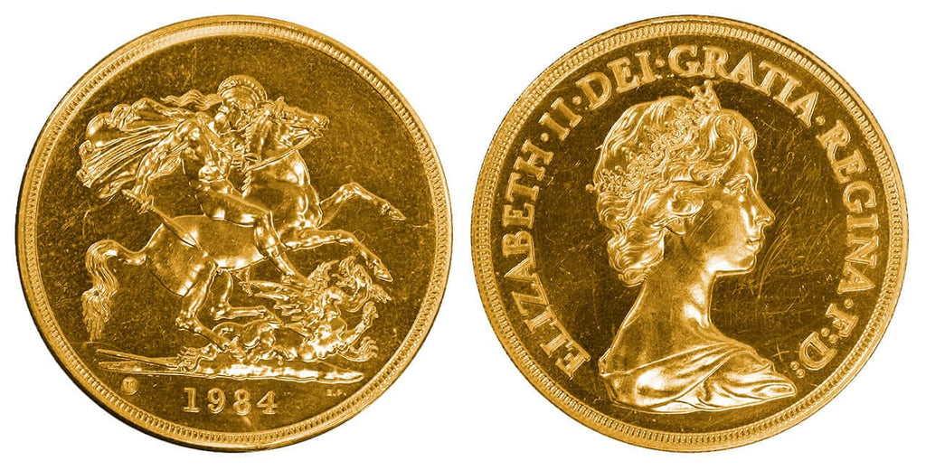 イギリス エリザベス 2世 1984年 5ポンド 金貨 完全未使用品 BU