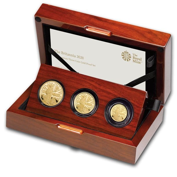 アンティークコインギャラリア 2020年 イギリス ブリタニア金貨 プレミアム3枚セット（50、25、10ポンド）