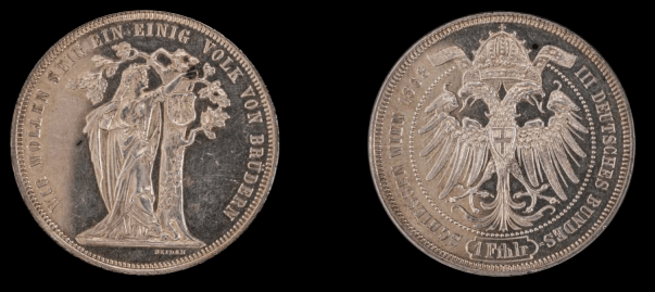 【NGC MS62】神聖ローマ帝国 オーストリア フランツ・ヨーゼフ1世 射撃祭 1868年 ターラー（ターレル）銀貨