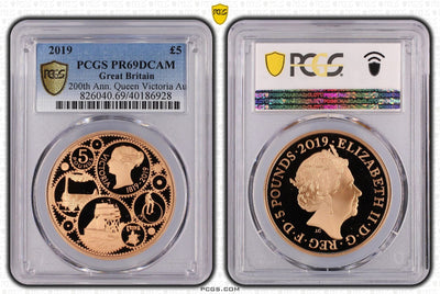 アンティークコインギャラリア 2019年 イギリス ヴィクトリア女王生誕200周年記念5ポンド金貨 PCGS PR69DCAM