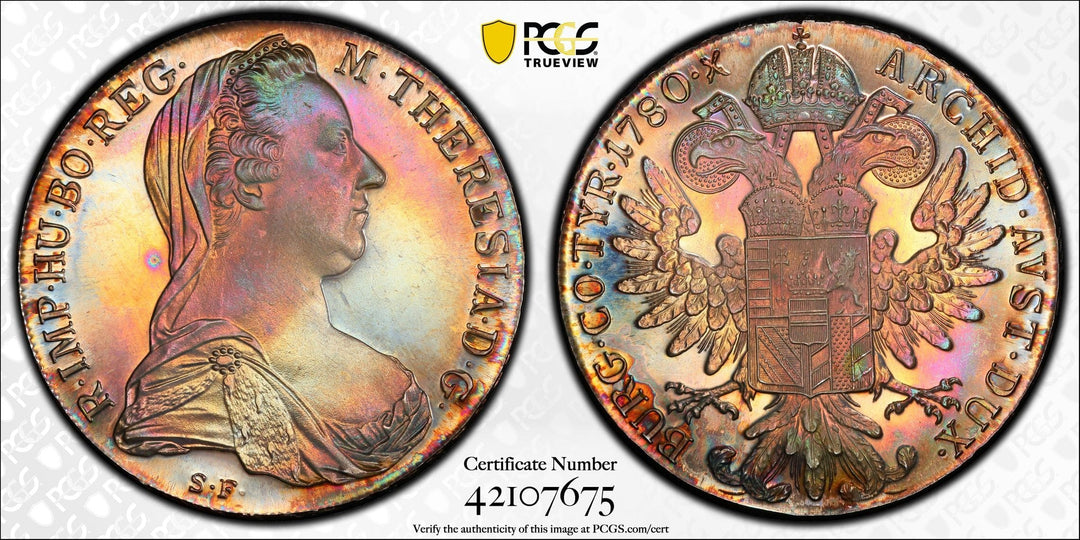 1780年 オーストリ マリアテレジア リストライク ターラー銀貨 PR65 | アンティークコインギャラリア