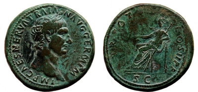 kosuke_dev ローマ帝国 トラヤヌス 98-99年 セステルティウス 銅貨 極美品／美品