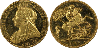 アンティークコインギャラリア 1893年 イギリス ヴィクトリア女王 2ポンド金貨 PCGS PR62DCAM S-3873 ヴェールヘッド