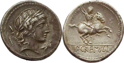kosuke_dev 古代ローマ帝国 紀元前82年 クレプシウス デナリウス 銀貨 美品