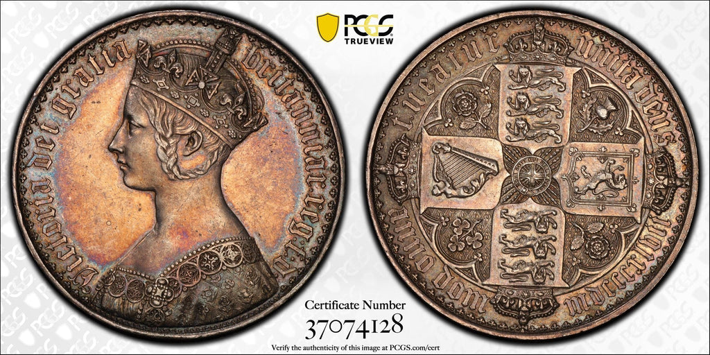 アンティークコインギャラリア 1847年  イギリス ゴシッククラウン銀貨 PCGS PR55 ヴィクトリア女王 アンデシモ