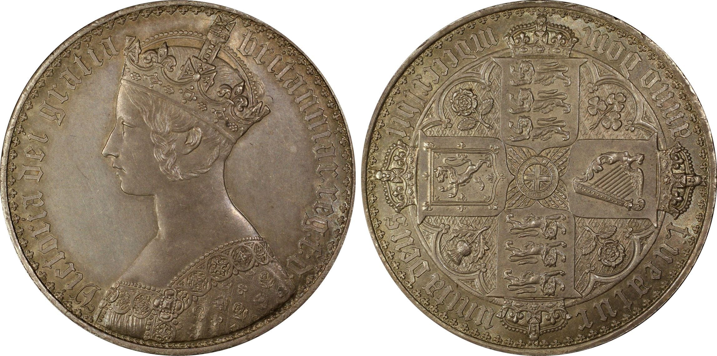 希少 PCGS 1847年 イギリス ビクトリア女王 ゴシッククラウン ゴチック