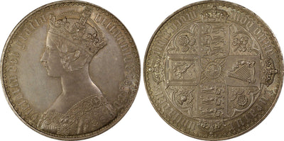 アンティークコインギャラリア 1847 イギリス ヴィクトリア女王 ゴシッククラウン 銀貨 Undecimo Edge PCGS PR64