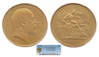 kosuke_dev 【PCGS PR62】イギリス エドワード7世 1902年 5ポンド金貨