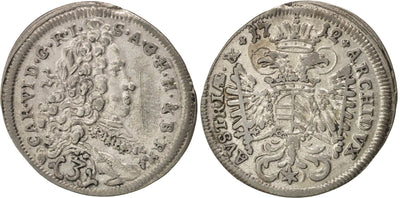 kosuke_dev ドイツ バイエルン 1712年 3クロイツァー グロシュ 銀貨 AU50-53