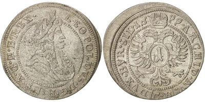 kosuke_dev ドイツ シレジア レオポルド1世 1699年 クロイツァー 銀貨 AU50-53