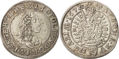 kosuke_dev ドイツ シレジア レオポルド1世 1672年 6クロイツァー 銀貨 AU50-53