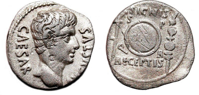 kosuke_dev ローマ帝国 アウグストゥス 紀元前19年 デナリウス 銀貨 美品