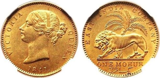 kosuke_dev 【NGC MS62】インド コルカタ イギリス東インド会社 ヴィクトリア 1841年 モフール 金貨