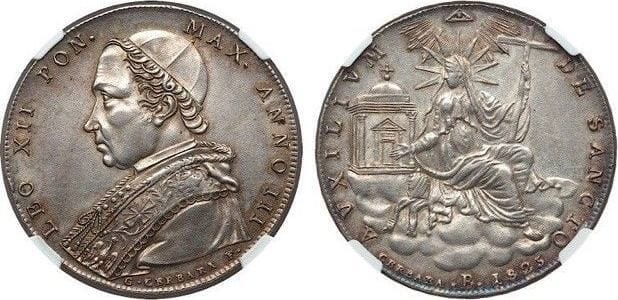 kosuke_dev 【NGC MS62】イタリア 教皇領 レオ13世 1825年 銀貨