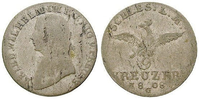 ブランデンブルク＝プロイセン フリードリヒ・ヴィルヘルム3世 1808年 9クロイツァー 銀貨 美品