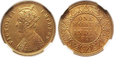 kosuke_dev 【NGC MS64】イギリス領インド帝国 コルカタ ヴィクトリア 1891年 モフール 金貨