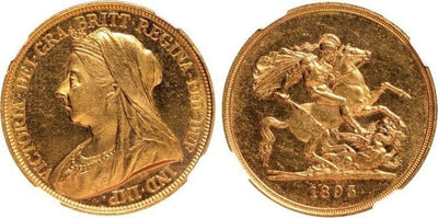 【NGC MS63】イギリス ヴィクトリア 1893年 5ポンド金貨