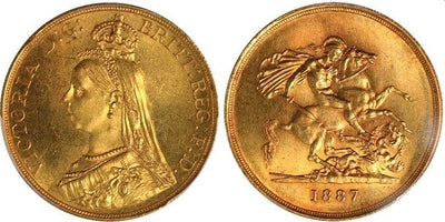 【PCGS MS65】イギリス ヴィクトリア 1887年 5ポンド 金貨